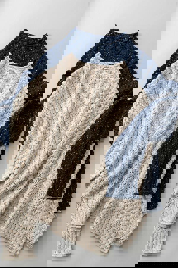 Lily & Me Elspeth Cable Knit High Neck Jumper Ecru