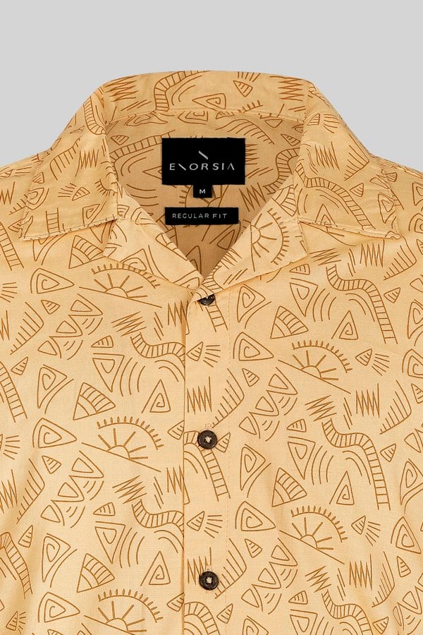 ENORSIA Pencilled Revere Collar Short Sleeve Shirt