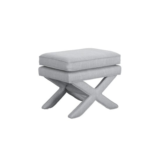 Wyld Haus Theodor Light Grey Velvet Stool X Cross Legs