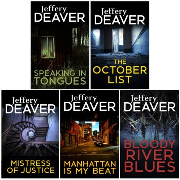 Jeffery Deaver 5 Book Set (Mistress of Justice, Bloody River Blues, Manhattan is my Beat & more