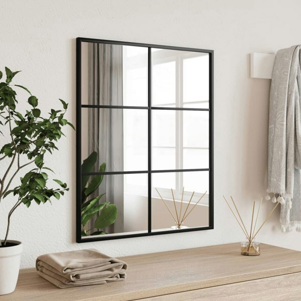 Berkfield Wall Mirror Black 50x60 cm Rectangle Iron