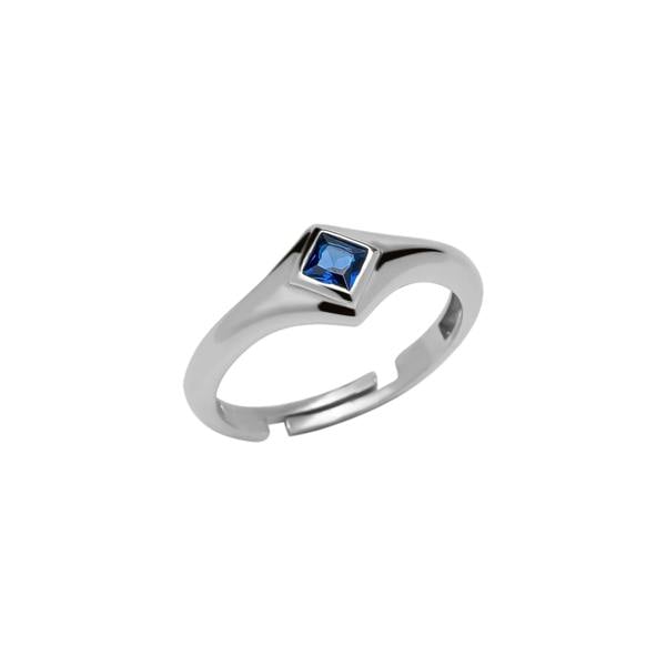 Spero London Fine Rectangular Navy Sterling Silver Statement Ring