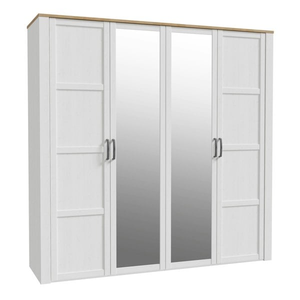 Furniture To Go Bohol 2 Door 2 Mirrored Door Wardrobe in Riviera Oak/White