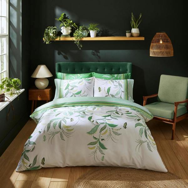 Sara Miller Fern Garden Spring Green Super King Duvet Cover Set