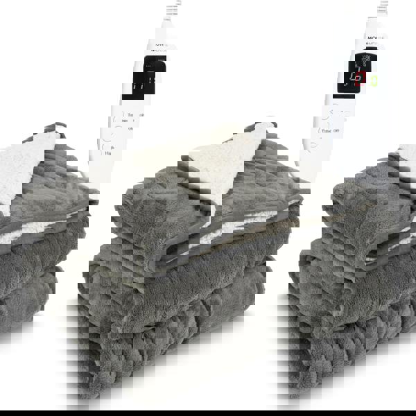 MONHOUSE Heated Electric Throw 9H Timer 9 Heat Setting Shearling Fleece Blanket