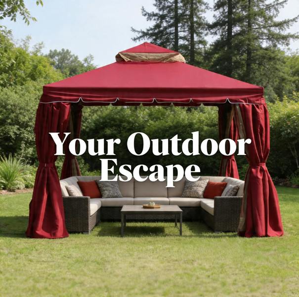 Shatchi Red Gazebo with Nets Aluminium Frame and Powder coated Steel Roof,3x3x2.75m