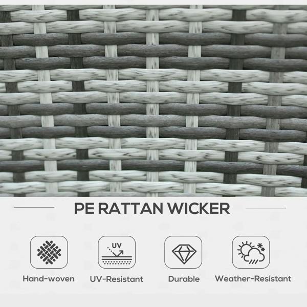 Close-up of grey PE rattan wicker weave for dining set