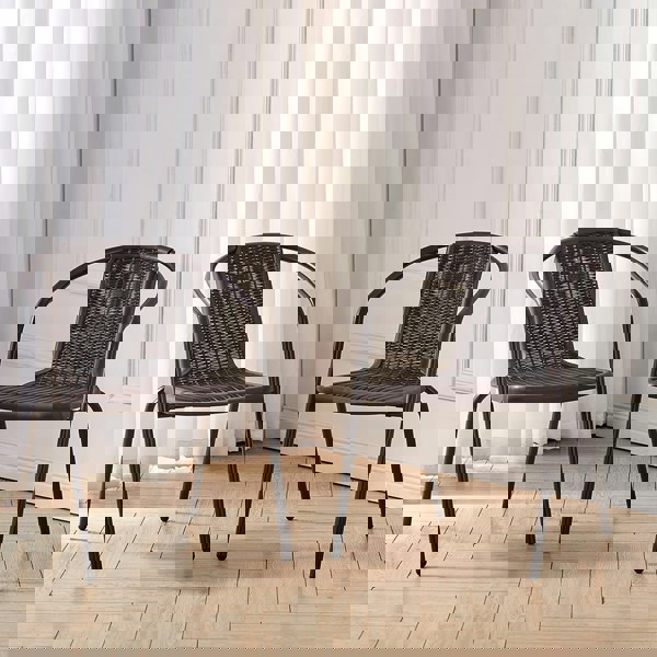 3/5pcs Garden Patio Dining Set Outdoor Furniture GARDEN DINING SETS Living and Home 2 chairs with a Table Brown