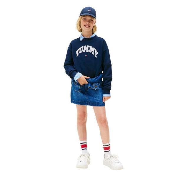 Tommy Hilfiger Childrens/Kids Varsity Cotton Blend Crew Neck Sweatshirt - Night Navy - 