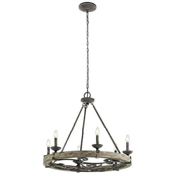 6 Bulb Chandelier Hanging Pendant LIght Weathered Zinc LED E14 60W Bulb Loops