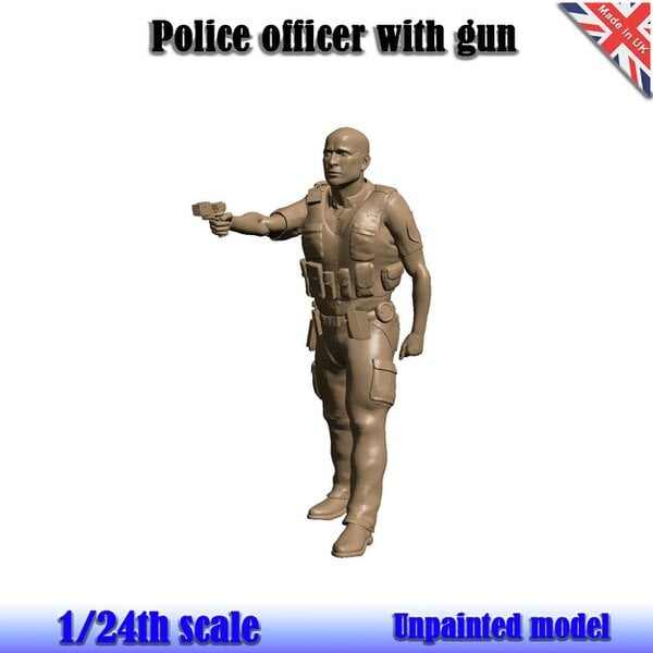 MCSlots Police Officer With Gun Unpainted Figure 1:24 Scale Wasp PO G 24