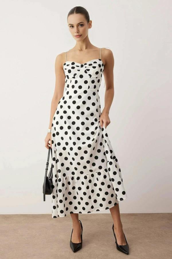 WOVCOR Draped Detailed Woven Maxi Skater Dress