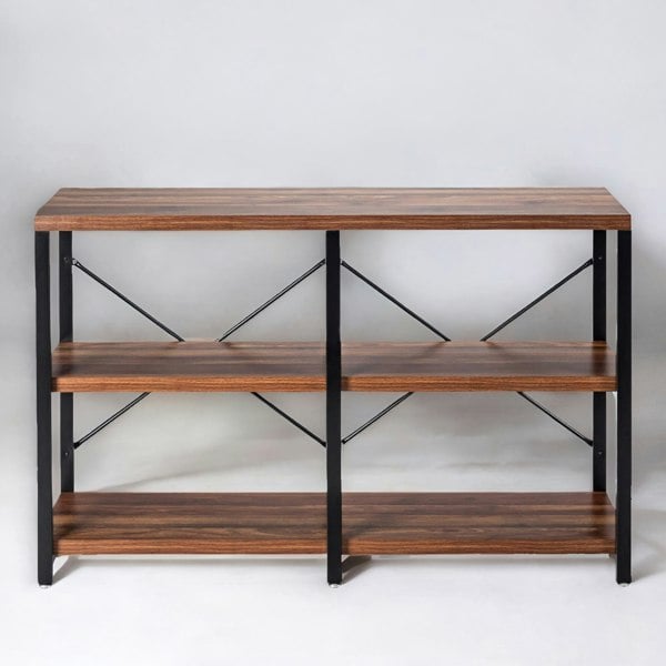 Rafaelo Mobilia Industrial 3 Tier Rustic Console Table With Metal Frame