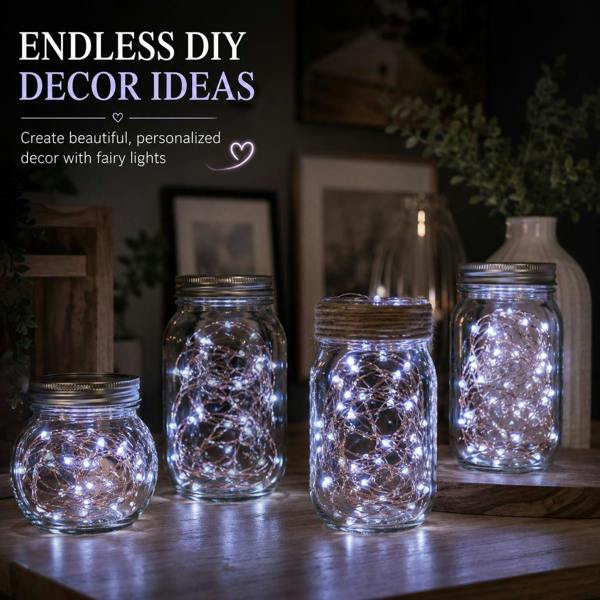 2m 20 LED Battery Operated String Lights, Gold Copper Wire, White Sparkle Effect, 2 Pack image 3