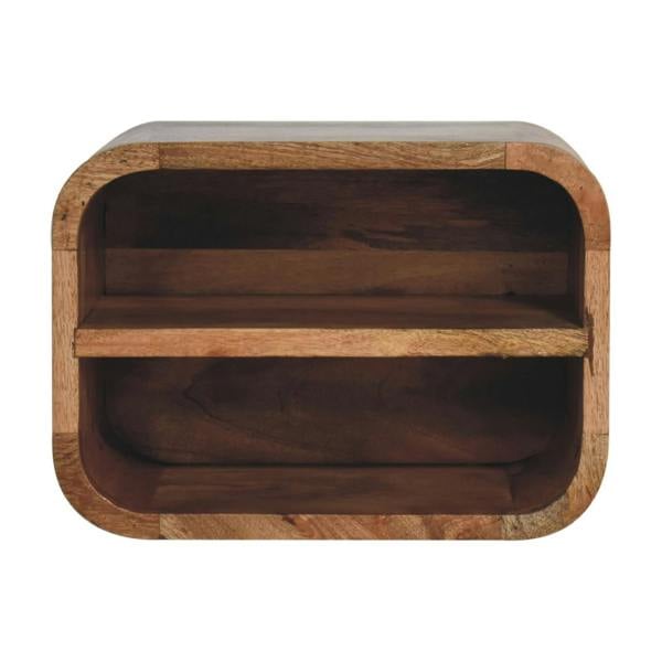 Artisan Furniture Solid Wood Oak-ish Floating Open Curve Bedside
