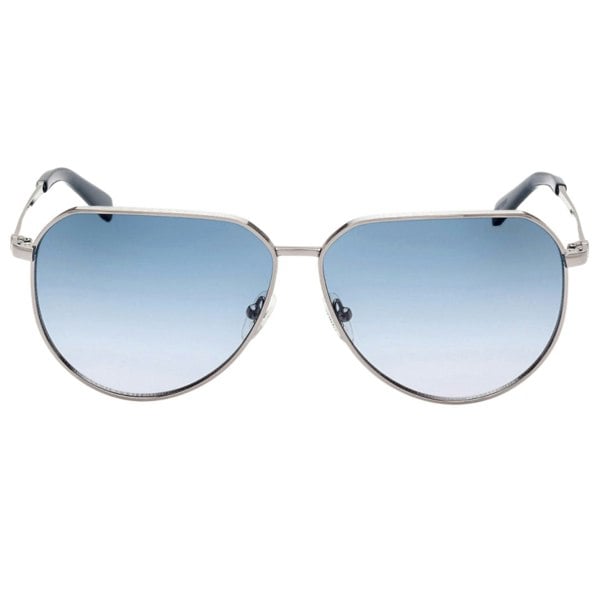 Guess Shiny Gunmetal Grey Gradient Blue Lensed Sunglasses