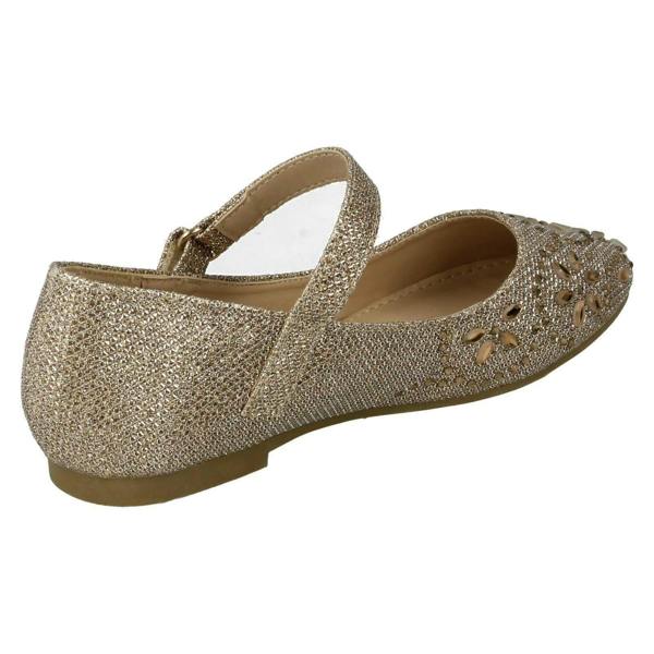 Spot On Girls Spot On Hook & Loop Bar Strap Diamante Ballerinas H2484