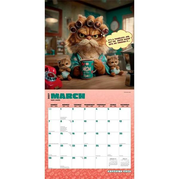 Caffeine Cats Calendar 2027, Wall Calendars, Month To View, Cats, Gift