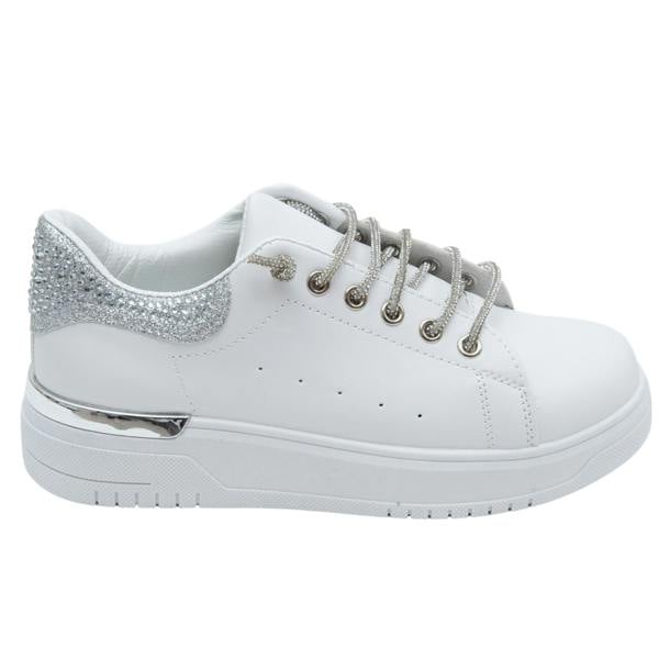 Sparkly Glitter Brilliance Trainers Silver, drawing attention to glitter Laces