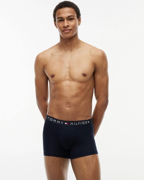Tommy Hilfiger 3 Pack Waistband Mens Trunks - Grey Heather/White/Desert Sky