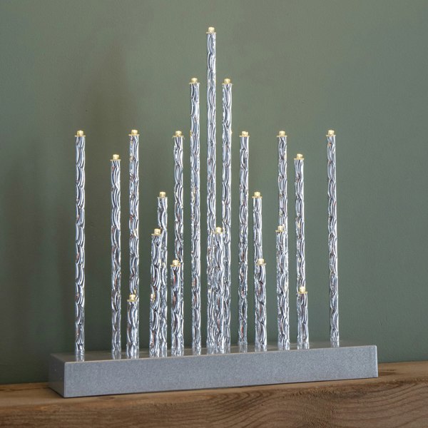 Samuel Alexander 27cm Battery Powered Light up Christmas Candlebridge in Silver with 20 LEDs