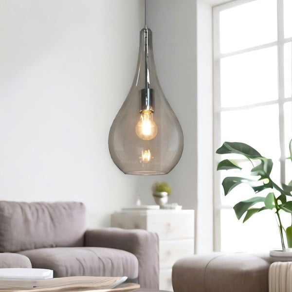 Rafaelo Mobilia Teardrop Smoked Light Shade Ceiling Pendant Grey