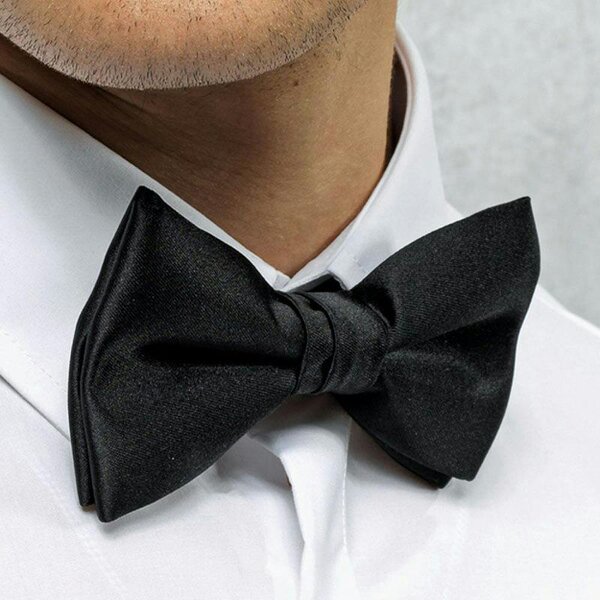 Premier Tie - Unisex Plain Bow Tie - Black