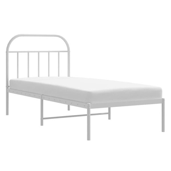 Berkfield Metal Bed Frame with Headboard White 80x200 cm