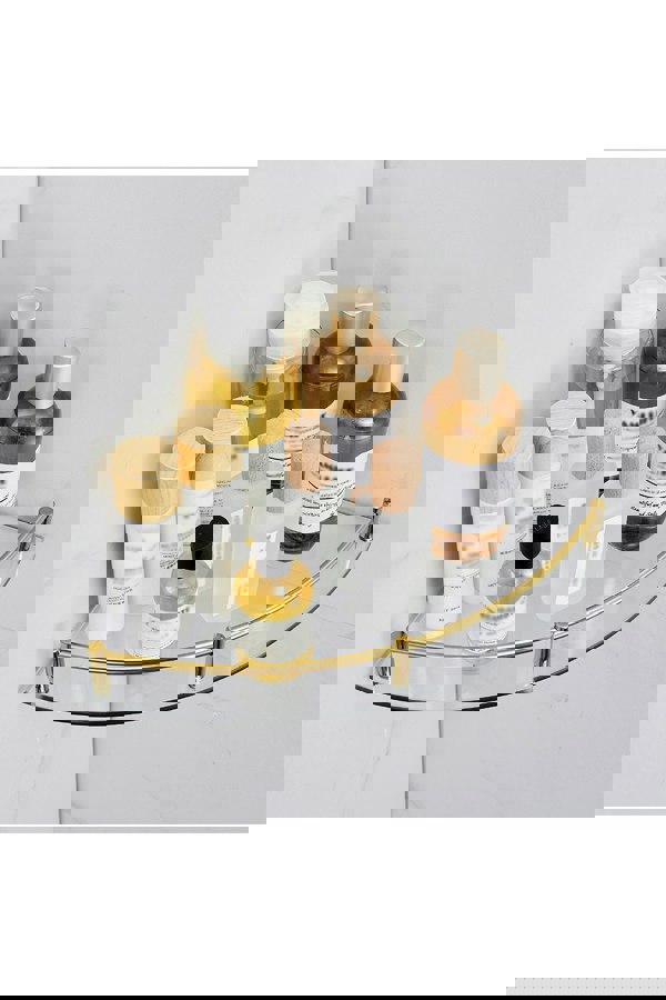 Living and Home 2Pcs Bathroom Glass Corner Shelf Wall Mounted Storage Rack