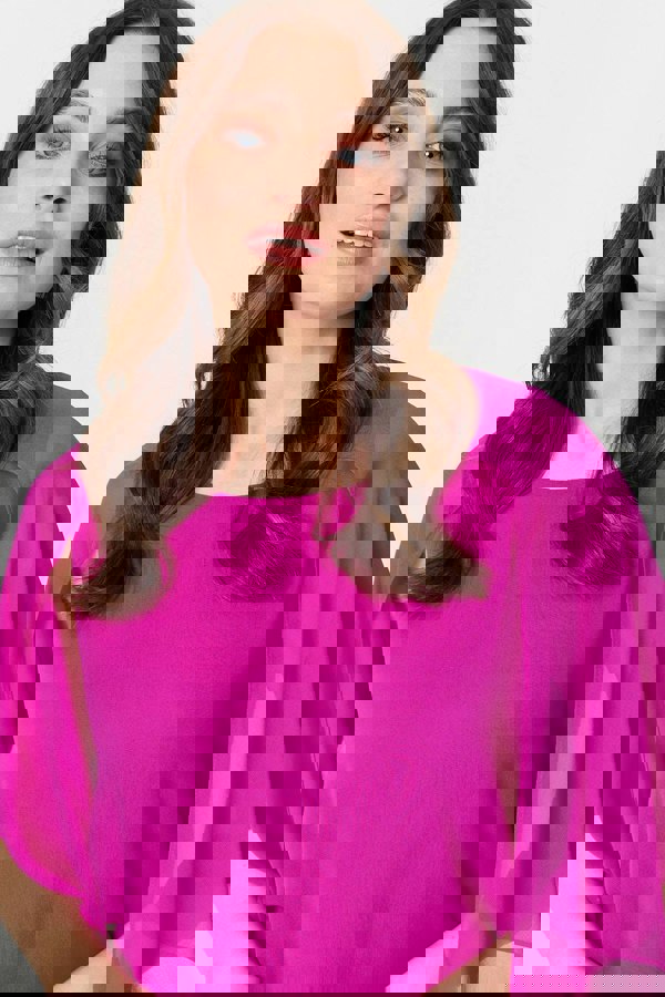 Orchid | Semi Sheer Cut Out 3/4 Sleeve Blouse
