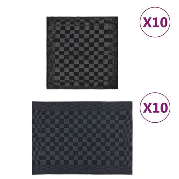 Berkfield 20 Piece Towel Set Black and Grey Cotton