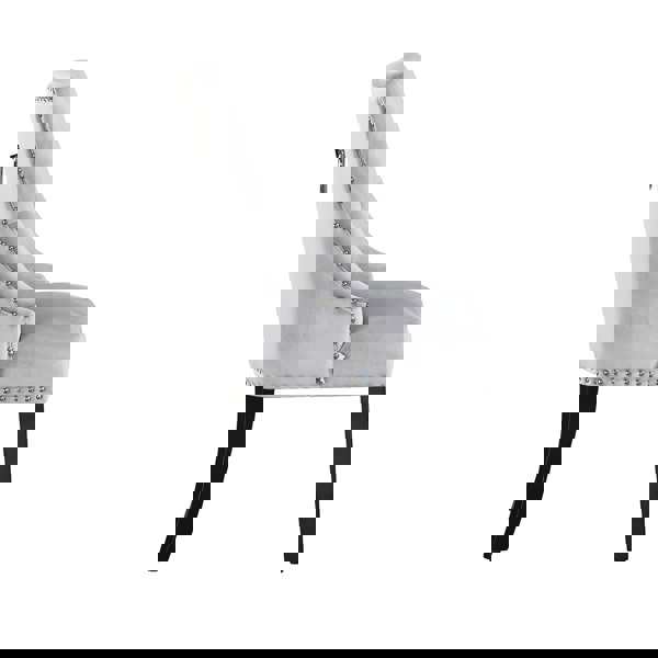 Life Interiors Single Velvet Dining Chair Ergonomic Scoop Knockerback & Button Tufted Wood Legs