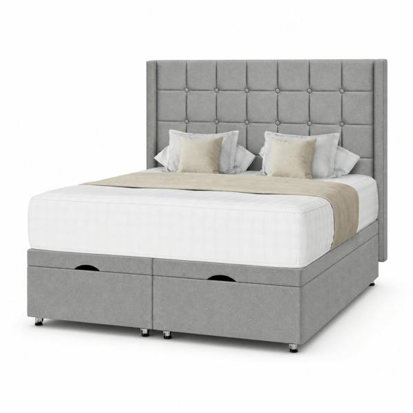 Great British Beds Havana Divan Ottoman Bed - Silver Plush