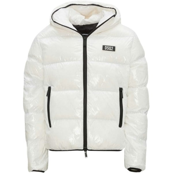 Dsquared2 Patch Logo Shiny Down Jacket - White