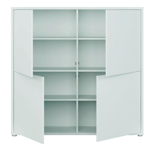 Furniture To Go Alice Springs 4 Door Large Storage Cabinet with Push-to-Open Doors in Light Grey