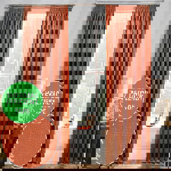 Enhanced Living Orange Plain Thermal Room Darkening Energy Saving Tape Top Curtains For Living Rooms & Bedrooms