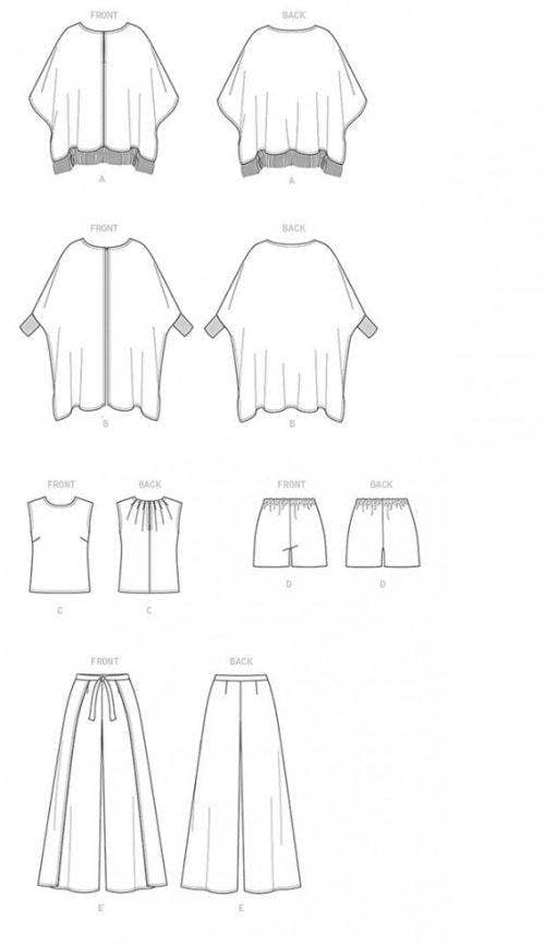 Vogue Sewing Pattern 9191, Trousers, Ponchos, Shorts, Tops for Women, Y (XSM-SML-MED) - Easy