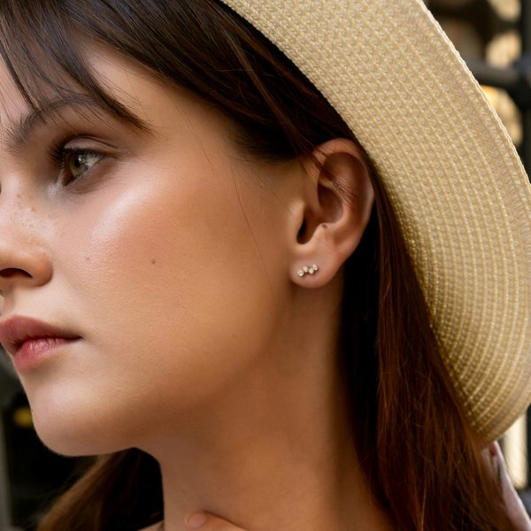 Spero London Fine Cluster Diamond Earrings in 14ct Solid Gold