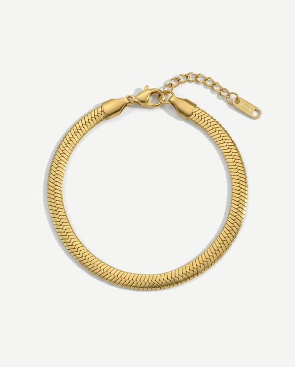 Elk & Bloom Herringbone Flat Chain 14K Gold Link Bracelet