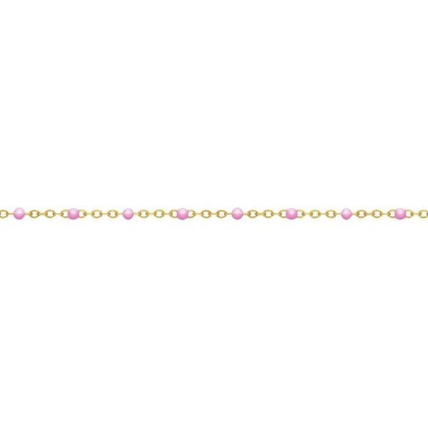 Sarah Layton 14ct Yellow Gold Filled Flat Cable Chain with Pink Beads