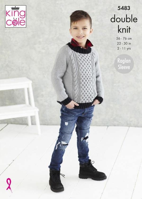 King Cole Subtle Drifter DK Knitting Pattern 5483, Sweaters, Hoodies for Kids, 2 - 11 Years