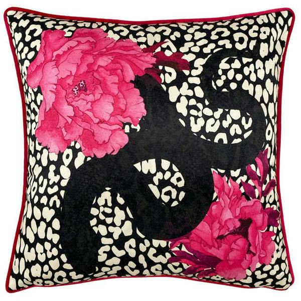 Furn Serpentine Animal Print Cushion Cover - Pink/Charcoal - 