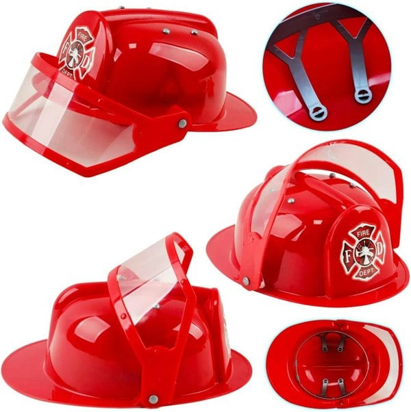 deAO Toys Washable Fireman Costume Set with Storage Backpack Real Water Shooting Extinguisher Halloween Role Play Set