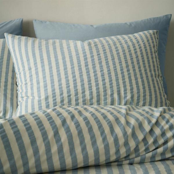 Pineapple Elephant Cotton Rich Woven Stripe Blue Duvet Cover Set
