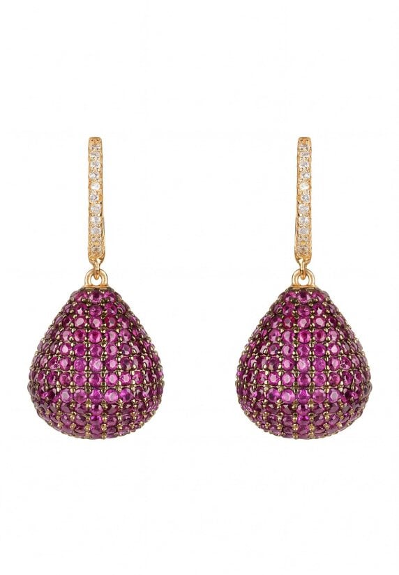 Latelita Valerie Pear Drop Gemstone Earrings Gold Ruby