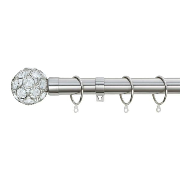 A.Unique Home Beaded Gem Metal Extendable Curtain Pole with Rings and Fittings, In a Variety of Colours and Sizes (25/28mm)