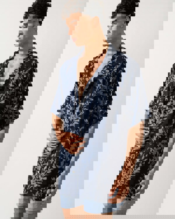 Tommy Hilfiger Mens Bowling Shirt - Floral Tropic Aop Desert Sky