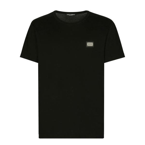 Dolce & Gabbana Silver Plaque Logo-Logo-print T-Shirt   in  Black