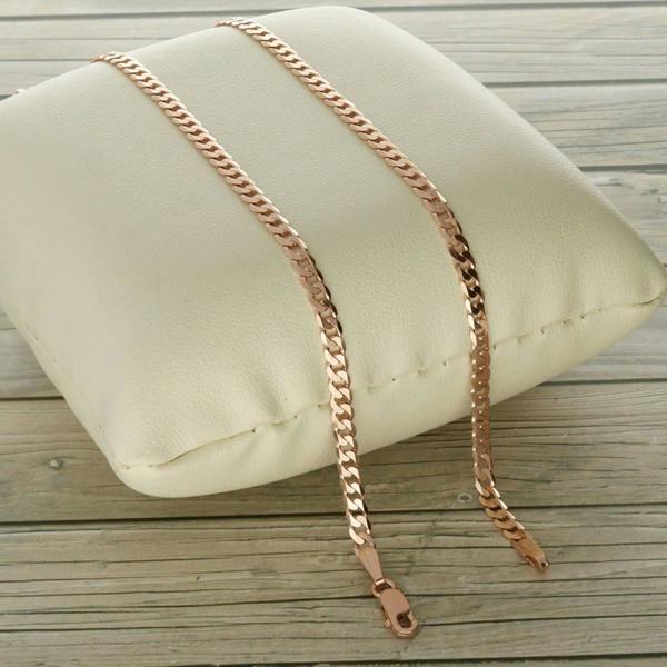 9ct Rose Gold Plated 3.2mm Diamond Cut Curb Chain - Love Silver Jewellery