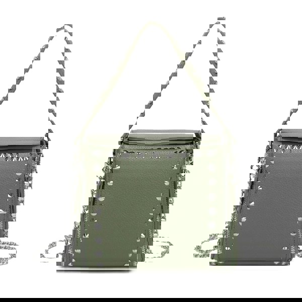 Kitise Studded Flap Crossbody Shoulder Bag Silver Tone Hardware